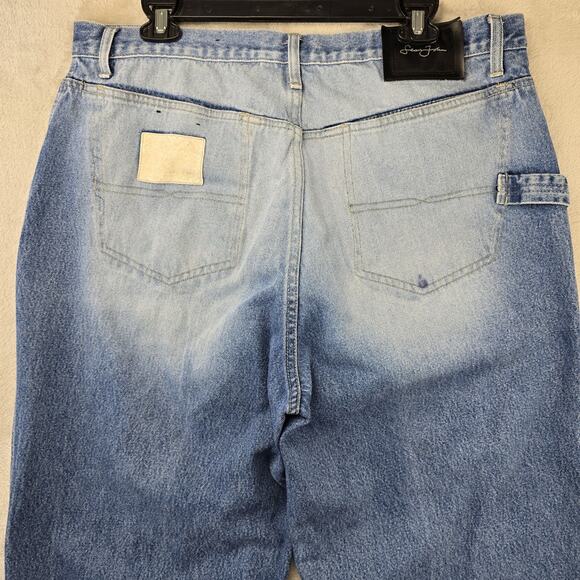 Vintage Sean John Jeans Mens 36x31 Blue Y2K Baggy Wide Skater Hip Hop Faded - Picture 8 of 16